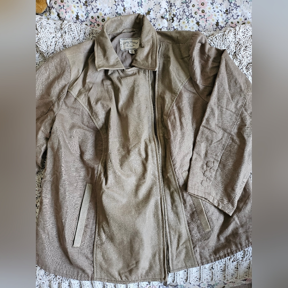 Lucky Brands☆ Leather  and Linen combination jacket. NWOT ♡